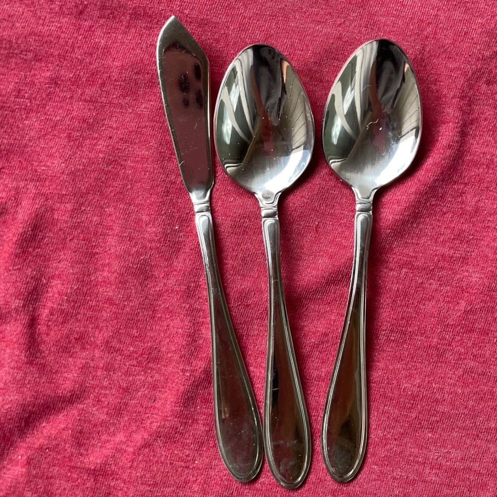 Cambridge Claridge Stainless Flatware 3pc Set 1 Butter Knife 2 Teaspoons Silver